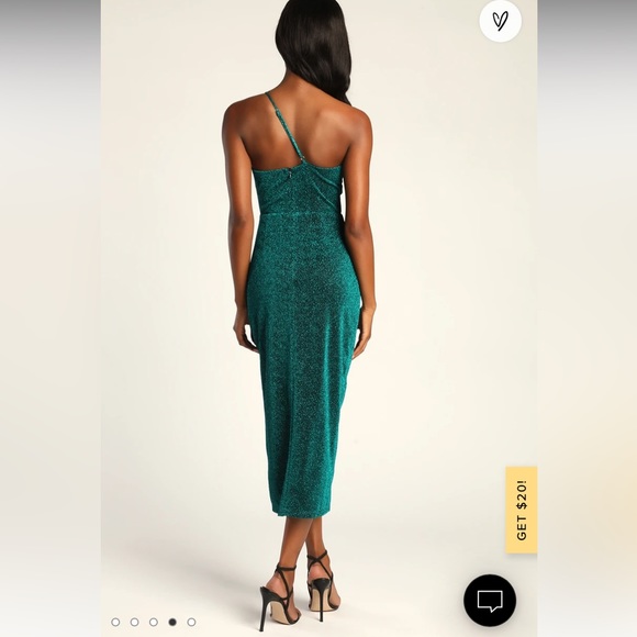 Lulus Sparkly Teal One Shoulder Dress - Picture 2 of 3